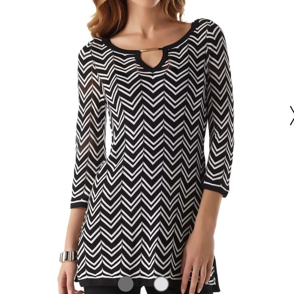 White House Black Market Zig Zag Stitch Tunic Sweater‎